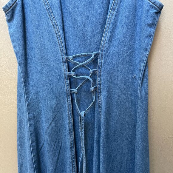 True Blue Denim Sleeveless Maxi Dress Casual Size 5/6 - Picture 7 of 12